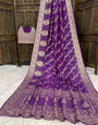 Scintilla Purple Banarasi Dola Silk Saree With Incredible Blouse Piece