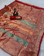 Impressive Multicolor Pure Zari Weaving Banarasi Silk Saree With Dissemble Blouse Piece