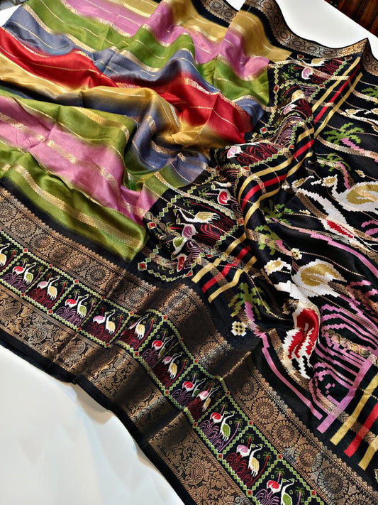 Grandiose Multicolor Digital Printed Dola Silk Saree With Quintessential Blouse Piece