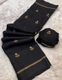 Proficient Black Banarasi Khadi Silk Saree With Mellifluous Blouse Piece