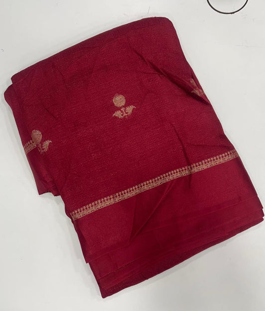 Charming Dark Pink Banarasi Khadi Silk Saree With Hypnotic Blouse Piece