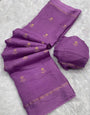 Vibrant Lavender Banarasi Khadi Silk Saree With Quixotic Blouse Piece
