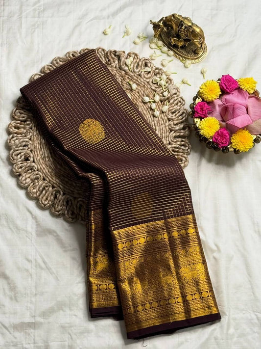 Inspiring Brown Soft Silk Saree With Magnificat Blouse Piece
