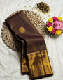 Inspiring Brown Soft Silk Saree With Magnificat Blouse Piece