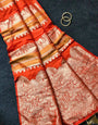 Prodigal Orange Banarasi Dola Silk Saree With Forbearance Blouse Piece