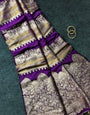 Redolent Purple Banarasi Dola Silk Saree With Incredible Blouse Piece