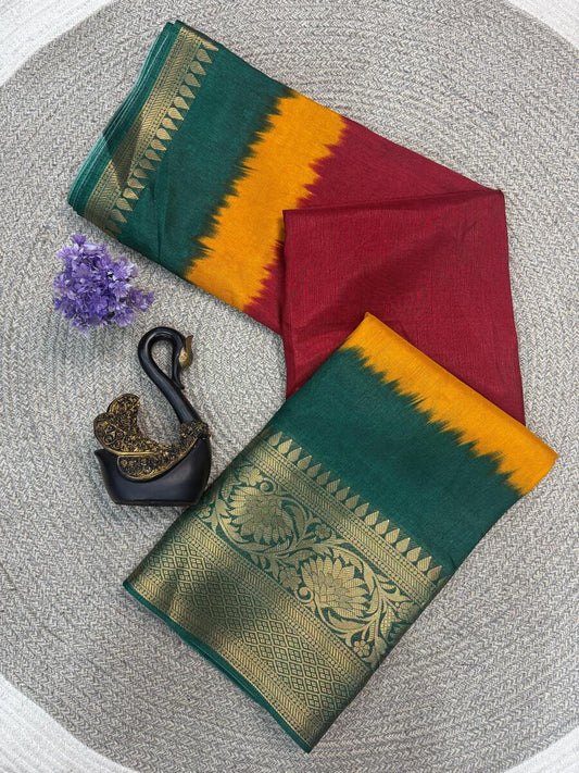 Phenomenal Maroon Banarasi Dola Silk Saree With Splendorous Blouse Piece