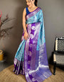 Rhapsody Firozi Kanjivaram Silk Saree With Amiable Blouse Piece