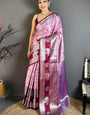Opulent Pink Kanjivaram Silk Saree With Enchanting Blouse Piece