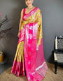 Profuse Yellow Kanjivaram Silk Saree With Ornate Blouse Piece