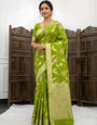 Magnificat Green Banarasi Dola Silk Saree With Preferable Blouse Piece