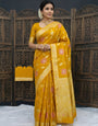 Prettiest Mustard Banarasi Dola Silk Saree With Ratatouille Blouse Piece