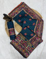 Opulent Navy Blue Pashmina Saree With Fairytale Blouse Piece