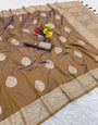 Felicitous Mustard Pure Zari Weaving Banarasi Silk Saree With Grandiose Blouse Piece