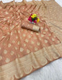 Mellifluous Light Brown Soft Silk Saree With Vestigial Blouse Piece
