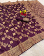Fantabulous Purple Soft Silk Saree With Adorning Blouse Piece
