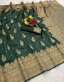 Majestic Dark Green Soft Silk Saree With Incomparable Blouse Piece