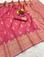 Palimpsest Dark Pink Soft Silk Saree With Unique Blouse Piece