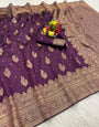 Blissful Purple Soft Silk Saree With Flattering Blouse Piece