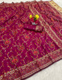Gleaming Dark Pink Pashmina Saree With Moiety Blouse Piece