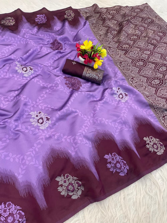 Beguiling Lavender Soft Silk Saree With Snazzy Blouse Piece