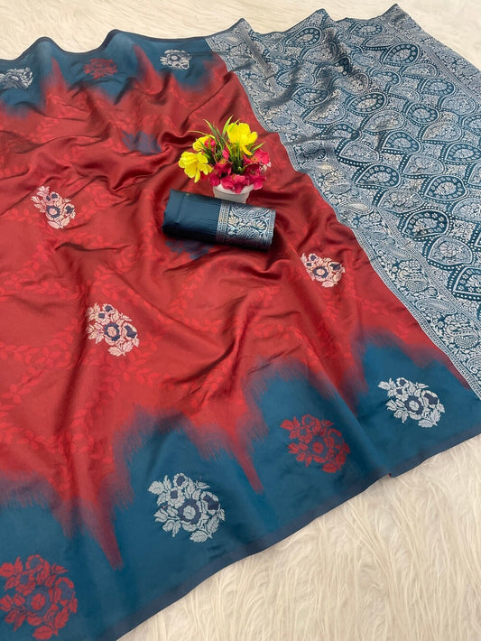 Flaunt Red Soft Silk Saree With Tantalizing Blouse Piece