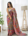 Arresting Grey Pashmina saree With Smart Blouse Piece