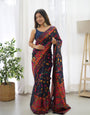 Phenomenal Navy Blue Pashmina saree With Adorning Blouse Piece