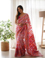 Refreshing Pink Pashmina saree With Extraordinary Blouse Piece