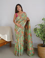 Resplendent Pista Pashmina saree With Breathtaking Blouse Piece