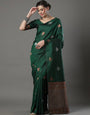 Excellent Green Soft Silk Saree With Effervescent Blouse Piece