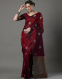 Murmurous Maroon Soft Silk Saree With Devastating Blouse Piece