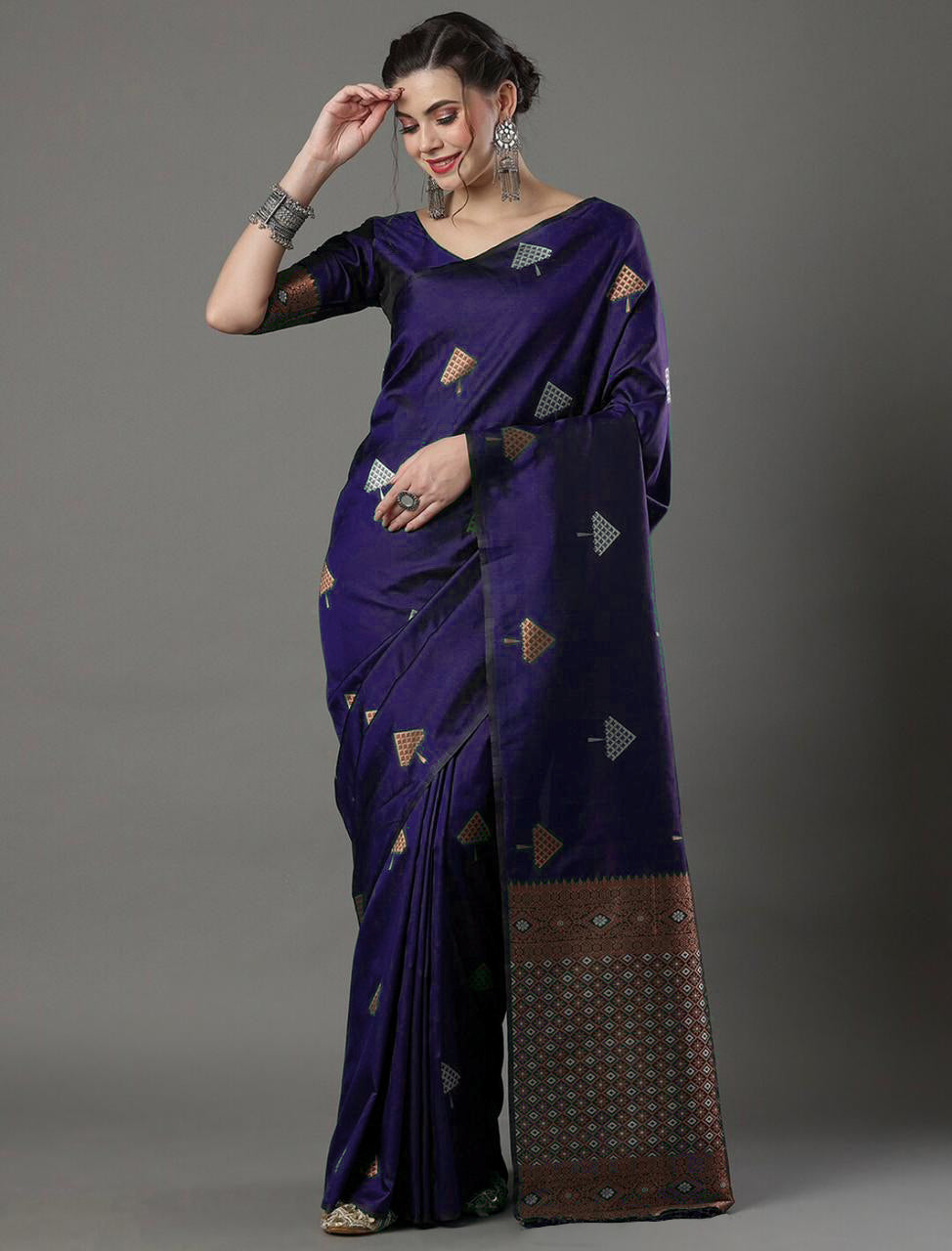 Magnificat Purple Soft Silk Saree With Glittering Blouse Piece