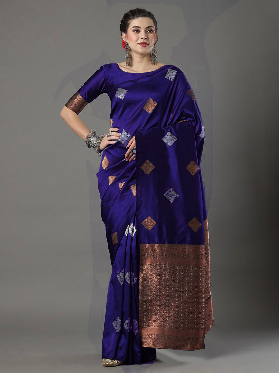 Demesne Royal Blue Soft Silk Saree With Excellent Blouse Piece