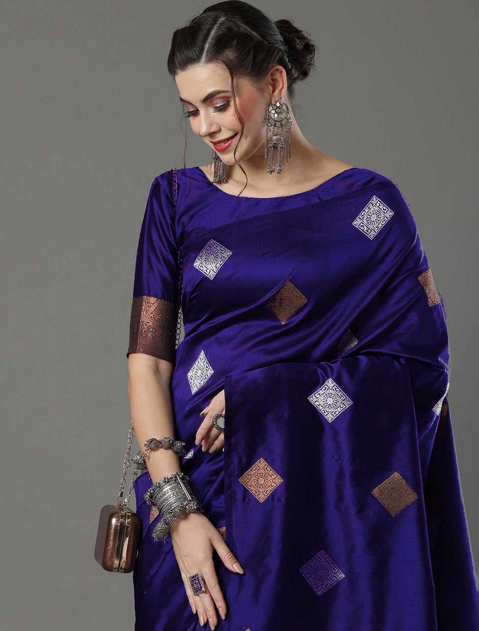 Demesne Royal Blue Soft Silk Saree With Excellent Blouse Piece