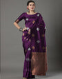 Angelic Wine Soft Silk Saree With Glorious Blouse Piece