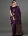 Dazzling Purple Soft Silk Saree With Wonderful Blouse Piece