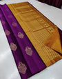 Hypnotic Wine Soft Silk Saree With Radiant Blouse Piece