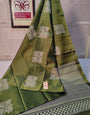 Delightful Green Soft Silk Saree With Admirable Blouse Piece