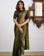 Glittering Black Soft Silk Saree With Enchanting Blouse Piece