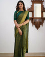 Pleasurable Dark Green Soft Silk Saree With Petrichor Blouse Piece