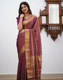 Evocative Purple Soft Silk Saree With Demesne Blouse Piece