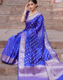 Improbable Blue Soft Silk Saree With Glittering Blouse Piece