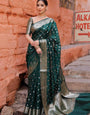 Elision Green Soft Silk Saree With Demesne Blouse Piece