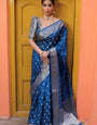 Transcendent Rama Soft Silk Saree With Tremendous Blouse Piece