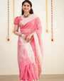 Precious Pink Cotton Silk Saree With Unique Blouse Piece