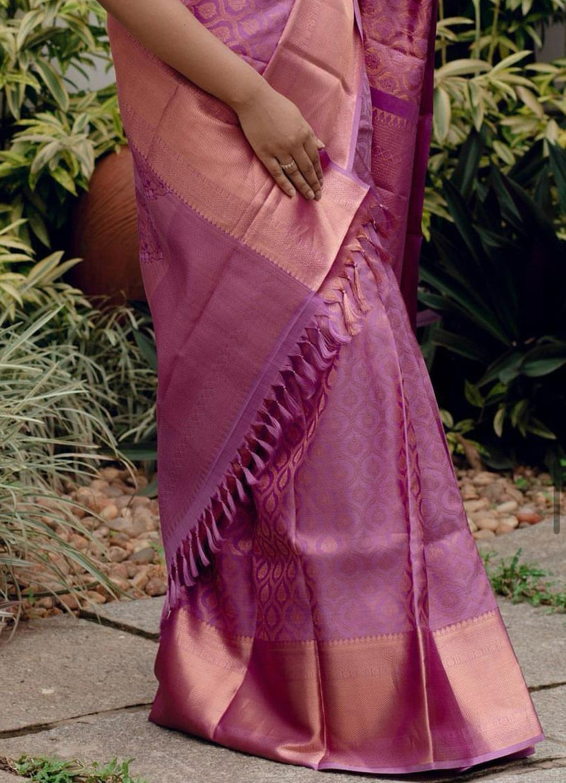 Sensational Pink Soft Silk Saree With Panoply Blouse Piece