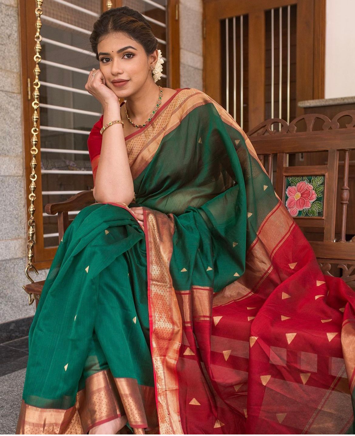 Seraglio Green Soft Silk Saree With Murmurous Blouse Piece