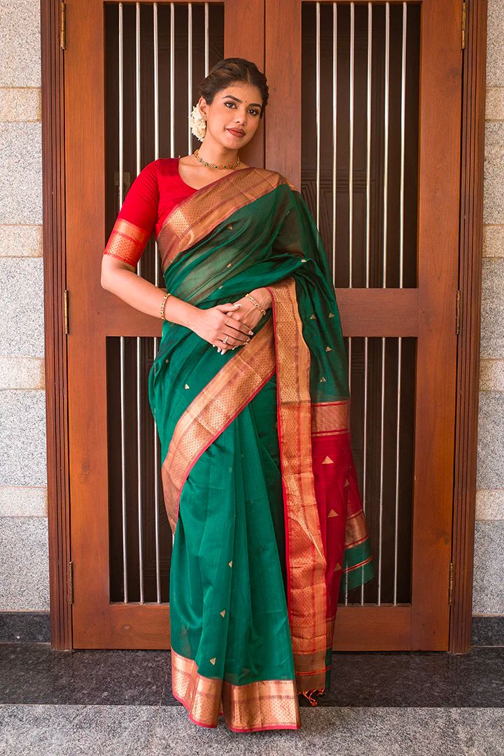 Seraglio Green Soft Silk Saree With Murmurous Blouse Piece