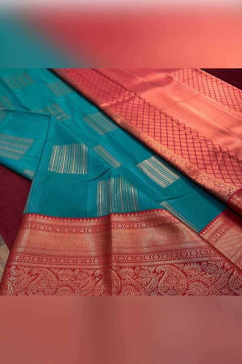 Scintilla Rama Soft Silk Saree With Fragrant Blouse Piece